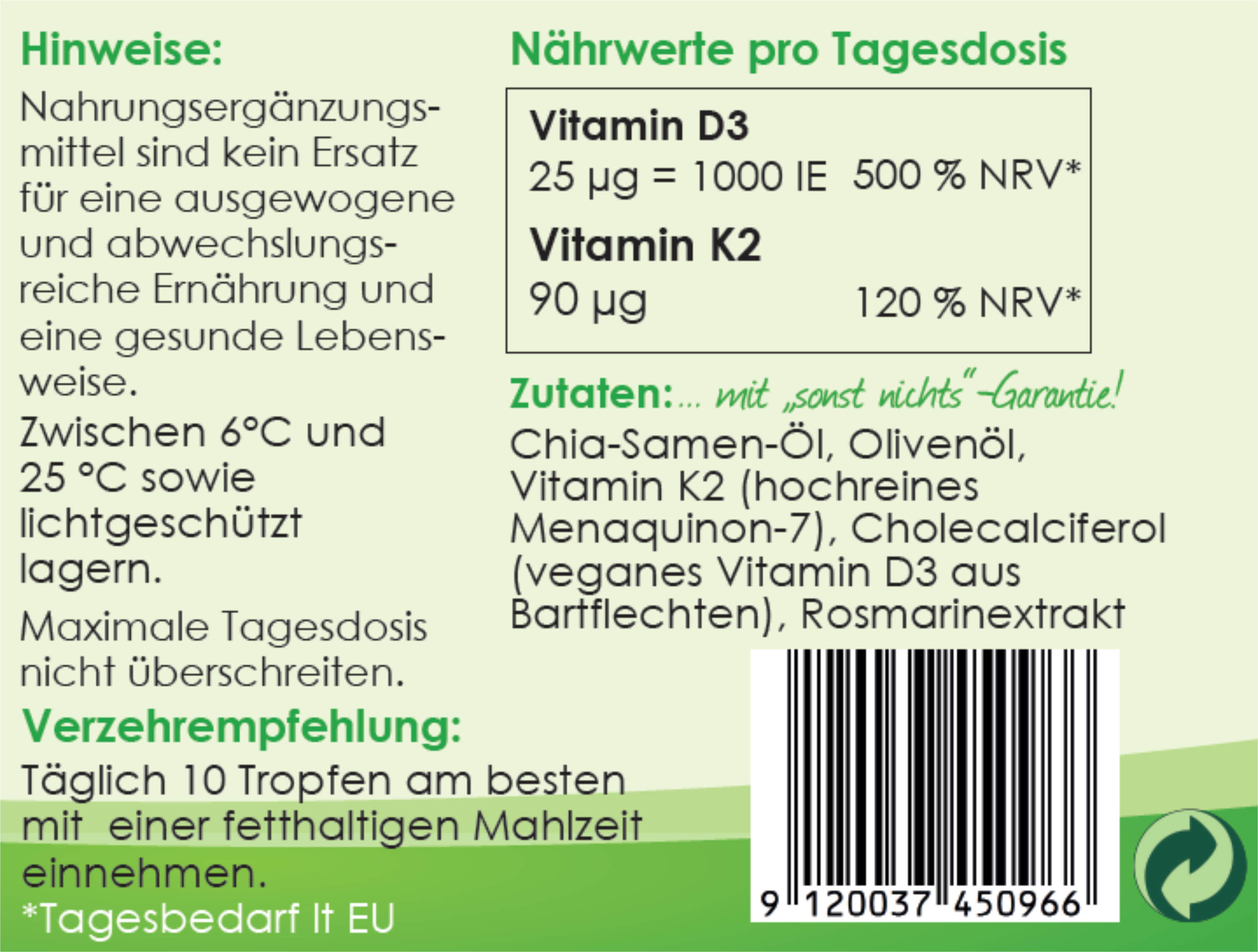 Vitamin D3 K2 In Chia Samen öl